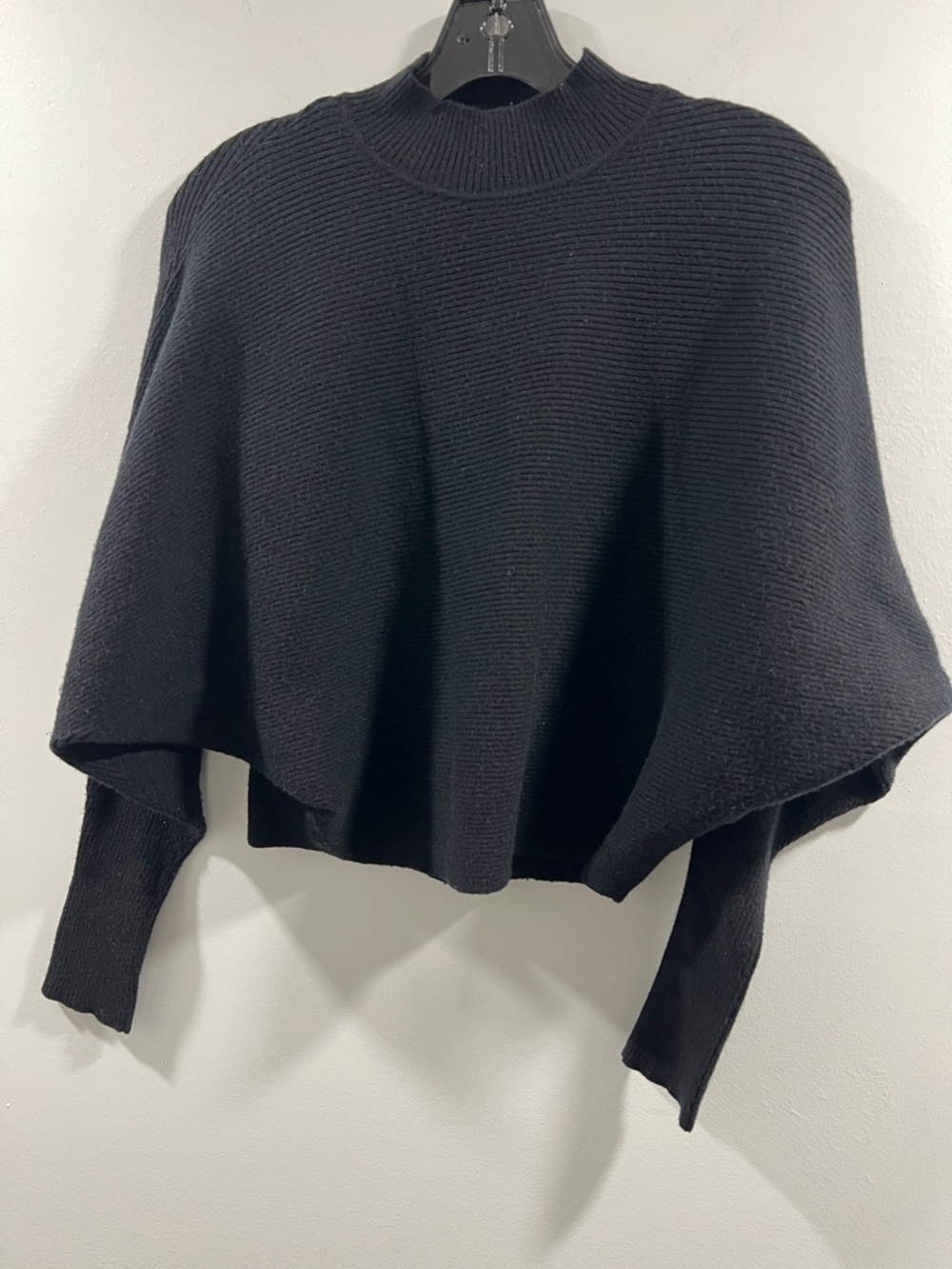 Zara Cropped Black Ribbed Knit Turtleneck Sweater